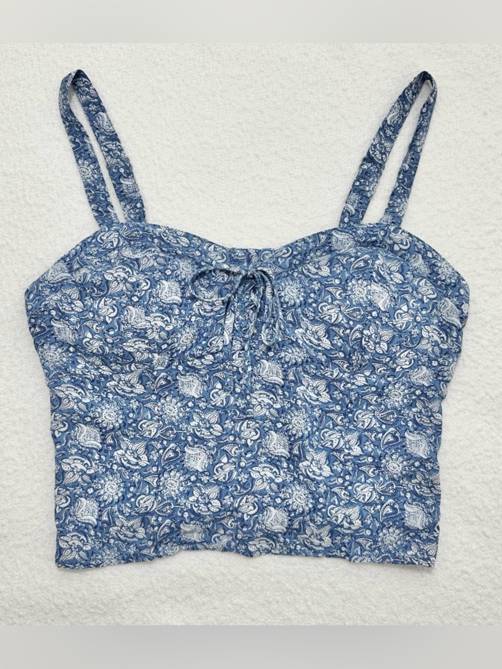 Wallflower Boho Chic Blue Paisley Y2K Tank Crop Top - Size Medium